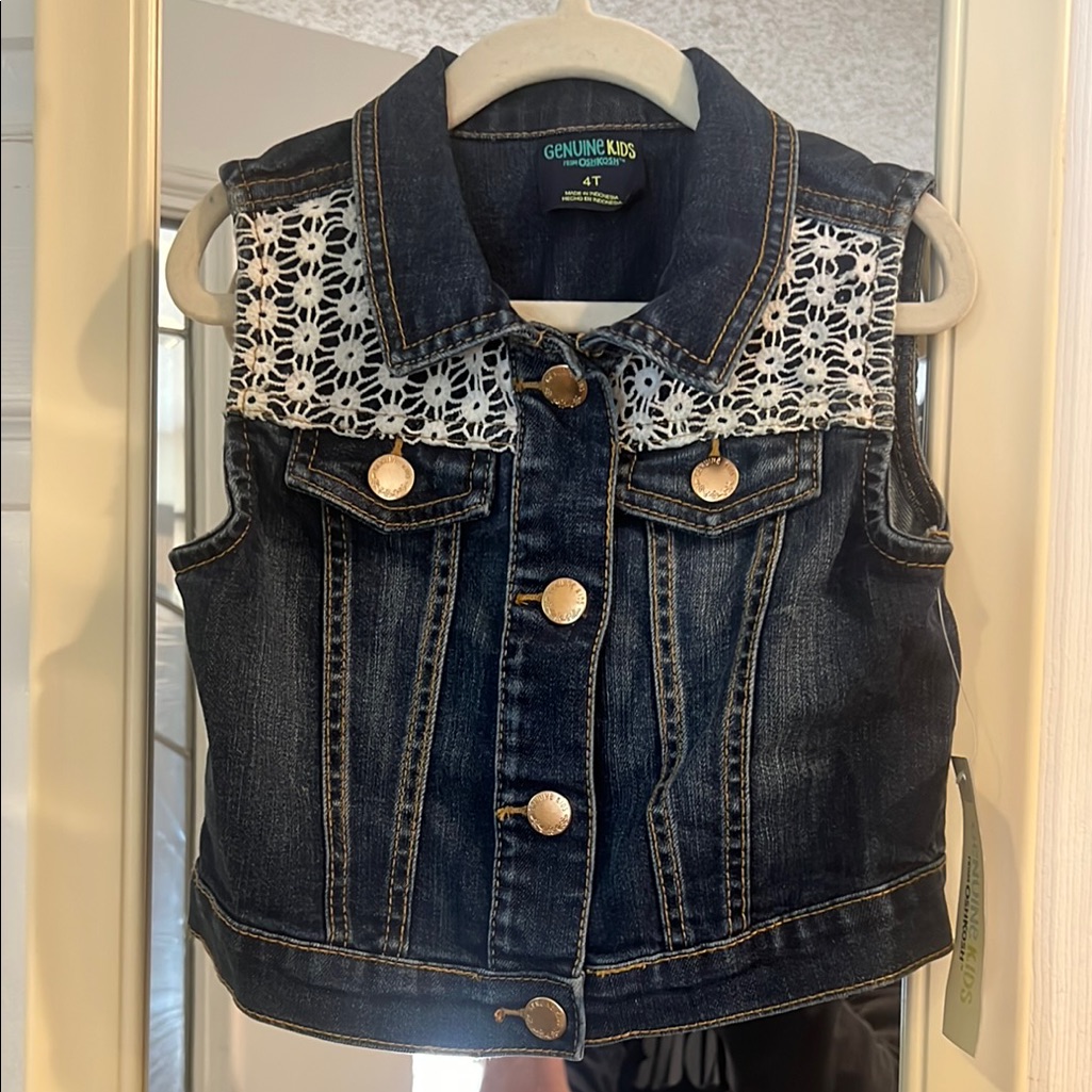 Genuine Kids Denim Vest With Lace Detail